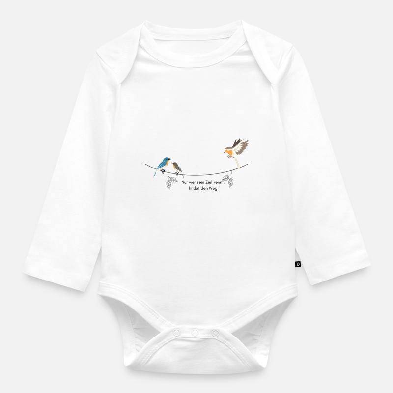 Vögel mit Spruch - Baby Bio-Langarm-Body - Weiß