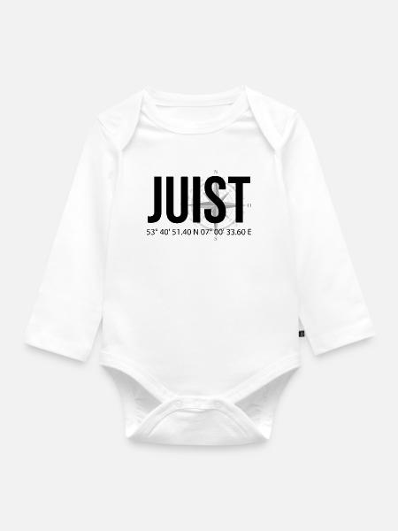 Koordinaten Juist - Baby Bio-Langarm-Body - Weiß