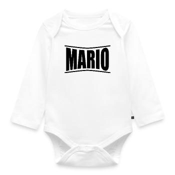 t-shirt Mario t-shirt gift idea - Organic Longsleeve Baby Bodysuit - white - Front