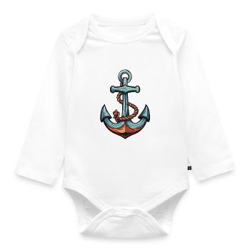 Anker Hafen - Baby Bio-Langarm-Body - Weiß - Vorne