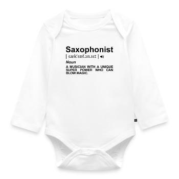 Saxophonist Definition - Baby Bio-Langarm-Body - Weiß - Vorne
