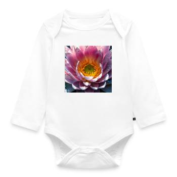 Water lily - Organic Longsleeve Baby Bodysuit - white - Front