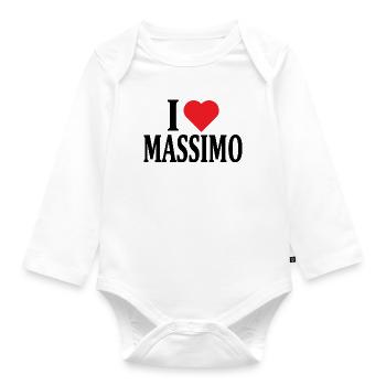 t-shirt I love Massimo t-shirt gift idea - Organic Longsleeve Baby Bodysuit - white - Front