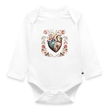 Wonderful noble heart. - Organic Longsleeve Baby Bodysuit - white - Front