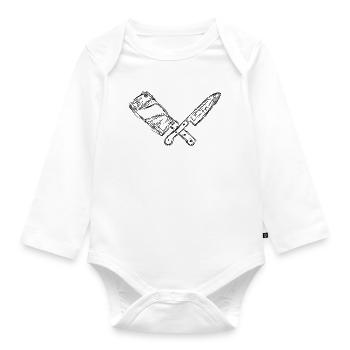 Messer und Hackbeil Zeichnung - Baby Bio-Langarm-Body - Weiß - Vorne