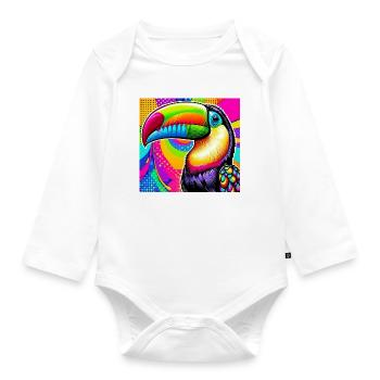 Toucan Pop Art - Organic Longsleeve Baby Bodysuit - white - Front