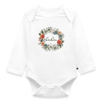 CouCou Flower - Floral Wreath - Flowers - Wreath - Organic Longsleeve Baby Bodysuit - white - Front