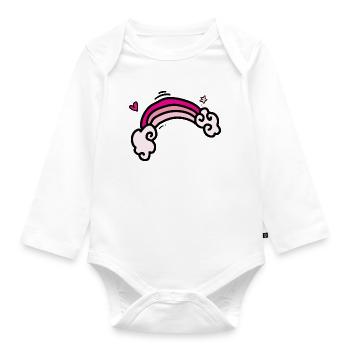 Pastellrosa Regenbogenwolken - Baby Bio-Langarm-Body - Weiß - Vorne