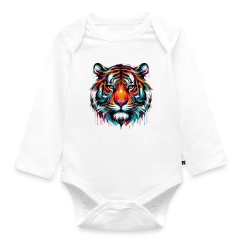 Tiger - Organic Longsleeve Baby Bodysuit - white - Front