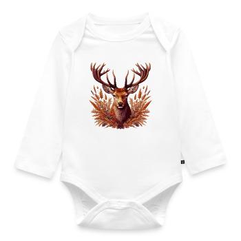Deer - Organic Longsleeve Baby Bodysuit - white - Front