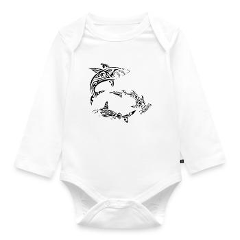Polynesische Schwarzhaie - Baby Bio-Langarm-Body - Weiß - Vorne