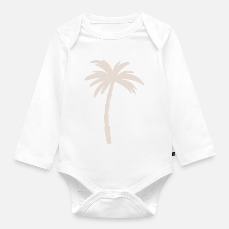 Palm tree - Organic Longsleeve Baby Bodysuit - white