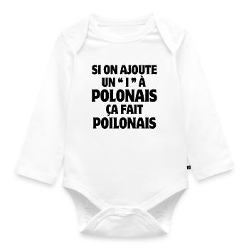 Polen, Polnisch, Polnisch Humor - Baby Bio-Langarm-Body - Weiß - Vorne