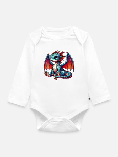 Drache - Baby Bio-Langarm-Body - Weiß