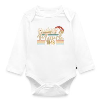 Cadeau Anniversaire Mars 1948 Cadeau Mars 1948 - Body Bébé bio manches longues - blanc - Devant