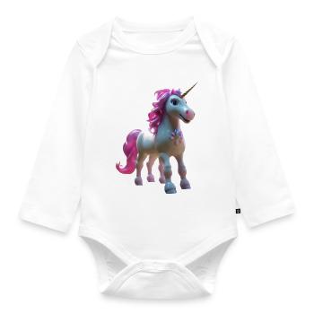 Pastell-Einhornblüte - Baby Bio-Langarm-Body - Weiß - Vorne