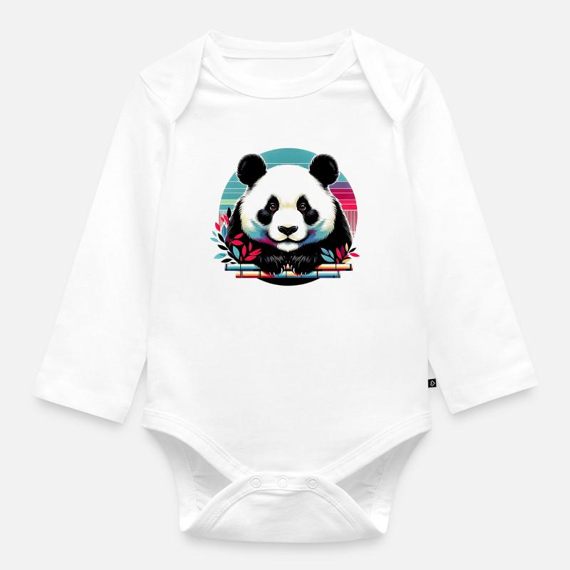 Panda - Baby Bio-Langarm-Body - Weiß