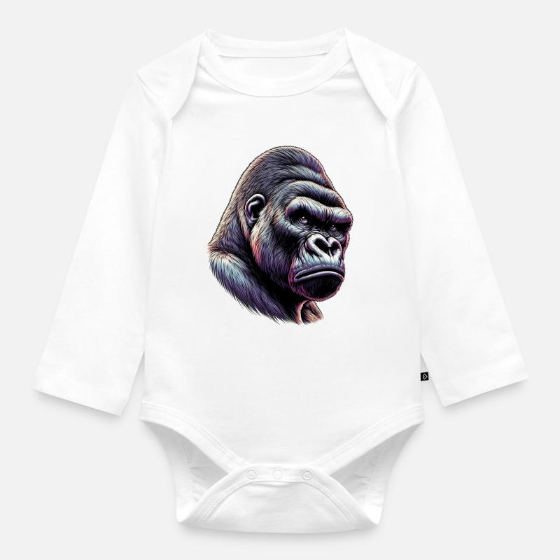 Gorilla - Baby Bio-Langarm-Body - Weiß