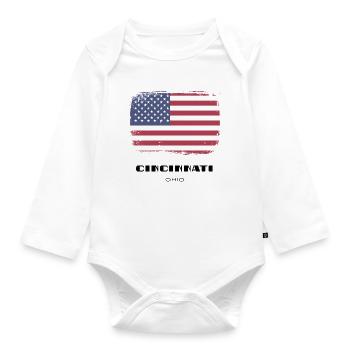 Cincinnati, Ohio, USA - Organic Longsleeve Baby Bodysuit - white - Front