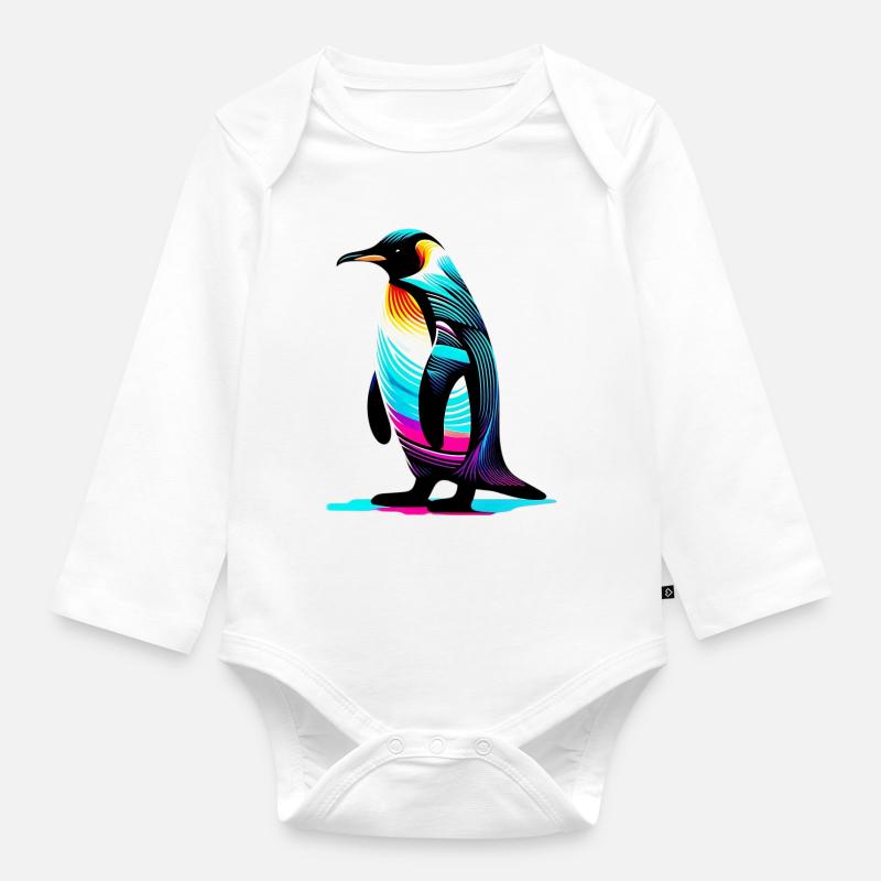 Pinguin - Baby Bio-Langarm-Body - Weiß