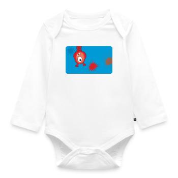 Red Monster & Splashes of Color - Blue - Organic Longsleeve Baby Bodysuit - white - Front