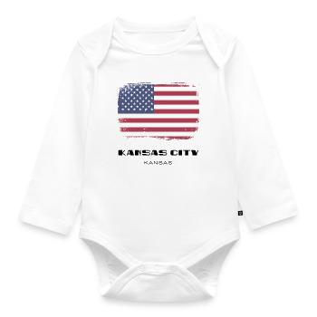 Kansas City, Kansas, USA - Baby Bio-Langarm-Body - Weiß - Vorne