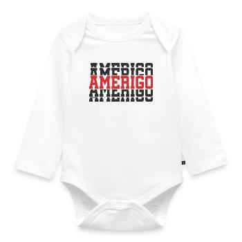 Amerigo t-shirt gift idea stacked text - Organic Longsleeve Baby Bodysuit - white - Front