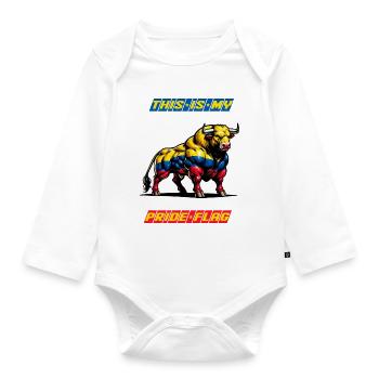 This is my pride flag Colombia - Organic Longsleeve Baby Bodysuit - white - Front