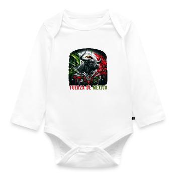 Mexico bullfight design - Organic Longsleeve Baby Bodysuit - white - Front