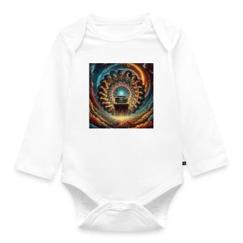 Cosmic Retro Computer Artwork - Organic Longsleeve Baby Bodysuit - white - Front