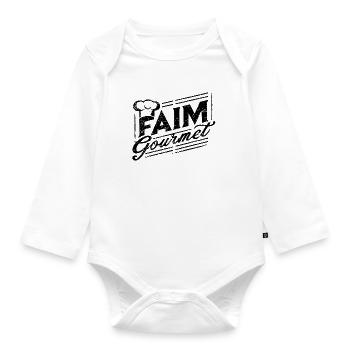 Gourmet Hunger - Foodie - Organic Longsleeve Baby Bodysuit - white - Front