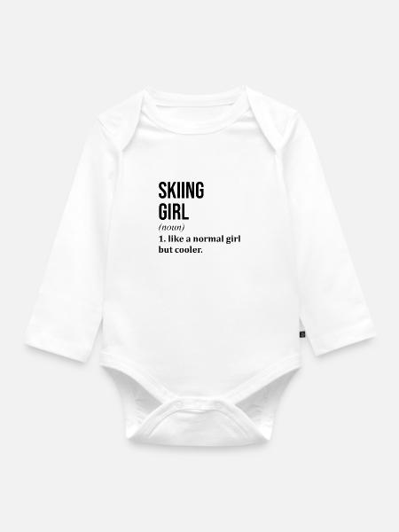 Skifahren Skifahren Skifahren - Baby Bio-Langarm-Body - Weiß