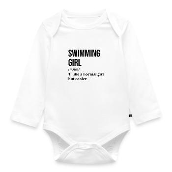 Schwimmen Schwimmen Schwimmen Schwimmen - Baby Bio-Langarm-Body - Weiß - Vorne