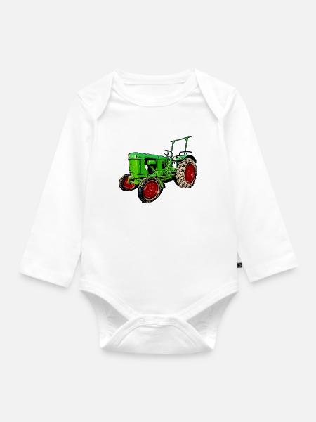 Alter Traktor Deutz D25 - Baby Bio-Langarm-Body - Weiß