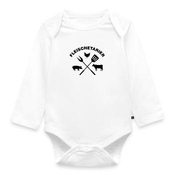 Meat Etarian Meat Lover Shirt - Organic Longsleeve Baby Bodysuit - white - Front