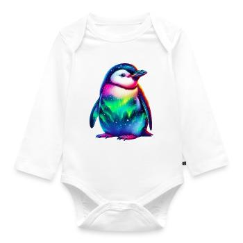 Aurora Borealis Pinguin - Baby Bio-Langarm-Body - Weiß - Vorne