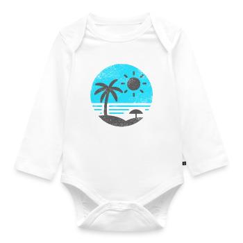 Vintage Beach Blue Grey - Organic Longsleeve Baby Bodysuit - white - Front