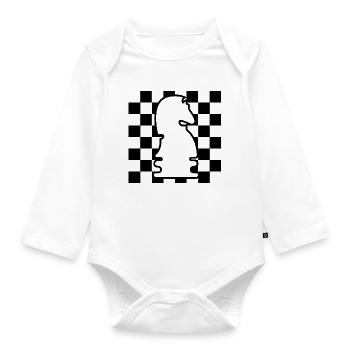 chess, horse, checkerboard, pattern, icon, graphic icon - Organic Longsleeve Baby Bodysuit - white - Front