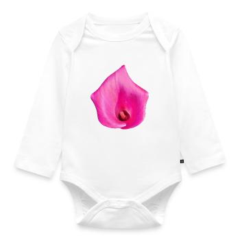 Pink Calla Blossom - Organic Longsleeve Baby Bodysuit - white - Front