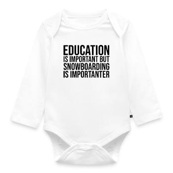 Snowboard Snowboard Snowboard - Baby Bio-Langarm-Body - Weiß - Vorne