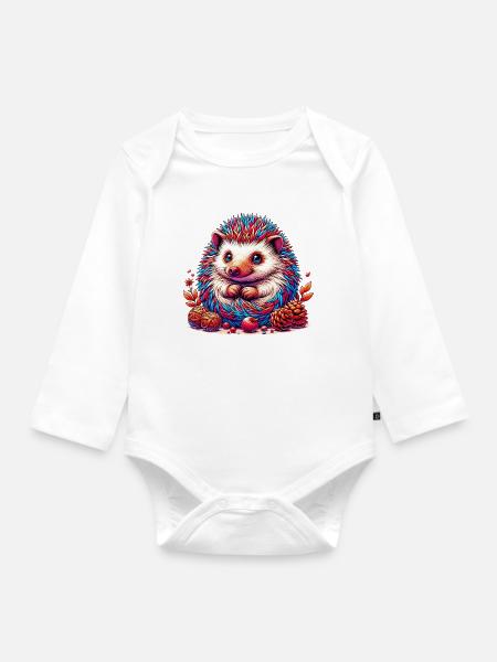 Igel - Baby Bio-Langarm-Body - Weiß