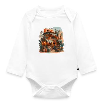 Atmospheric Moroccan Market House - Organic Longsleeve Baby Bodysuit - white - Front