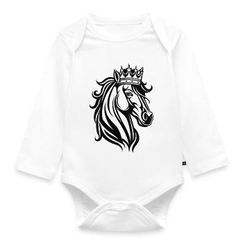 Coronation in black and white - Organic Longsleeve Baby Bodysuit - white - Front