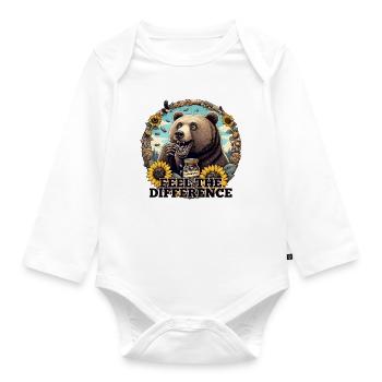 Bear Sunflower Seeds Sunflower Seeds Gift - Organic Longsleeve Baby Bodysuit - white - Front