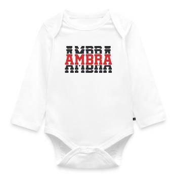 t-shirt ambre t-shirt idée cadeau texte empilé - Body Bébé bio manches longues - blanc - Devant