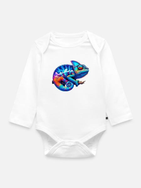 Chamäleon - Baby Bio-Langarm-Body - Weiß