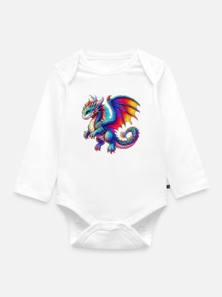 Drache - Baby Bio-Langarm-Body - Weiß