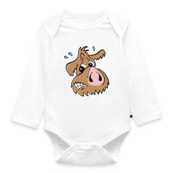 Pig dog - oops - Organic Longsleeve Baby Bodysuit - white - Front
