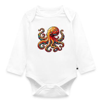 Krake - Baby Bio-Langarm-Body - Weiß - Vorne