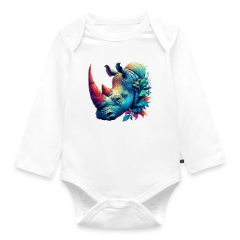 Rhinoceros - Organic Longsleeve Baby Bodysuit - white - Front